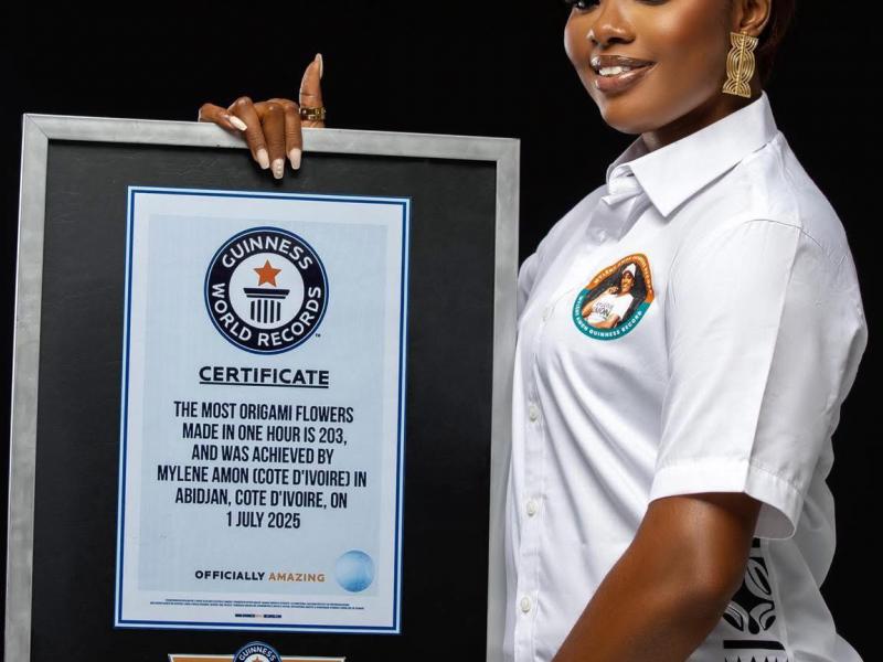203 fleurs en une heure : Mylène Amon entre dans le Guinness et fait rayonner la Côte d’Ivoire